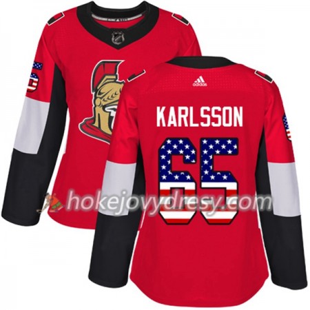 Dámské Hokejový Dres Ottawa Senators Erik Karlsson 65 2017-2018 USA Flag Fashion Černá Adidas Authentic